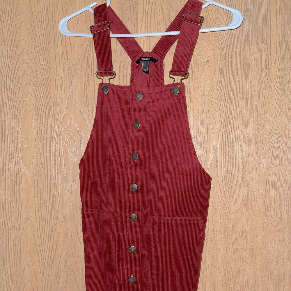 Forever 21 Maroon Overall Dress